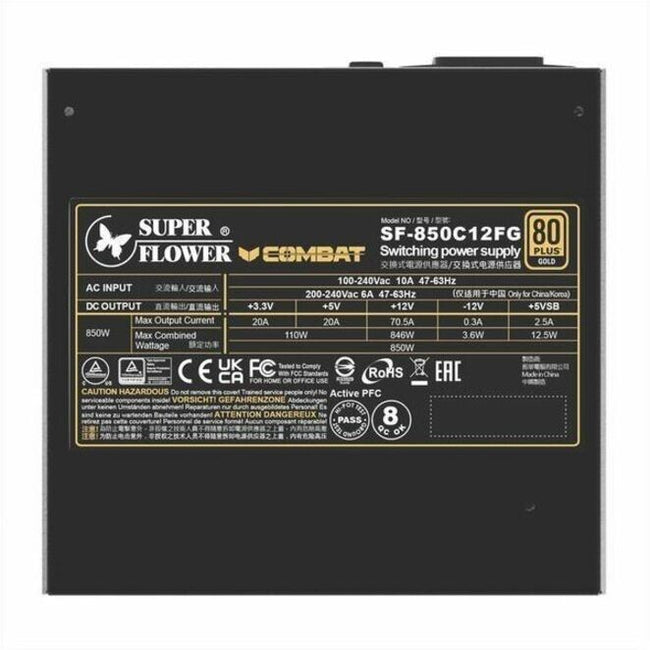 Super Flower SF-850C12FG COMBAT 850W Power Supply Black - ATX - 120 V AC, 230 V