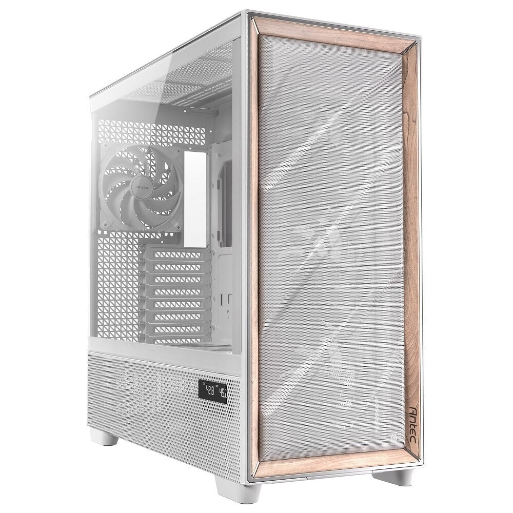 Antec FLUX PRO WHITE 6 x PWM Fans Included, High-Airflow Front Panel With Walnut