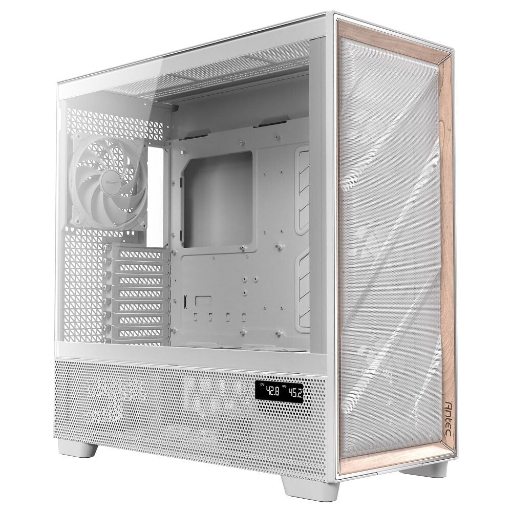 Antec FLUX PRO WHITE 6 x PWM Fans Included, High-Airflow Front Panel With Walnut