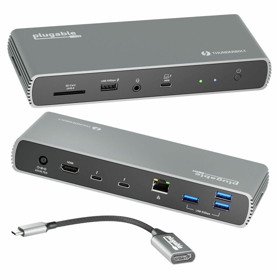 Plugable TBT4-UDX1 Thunderbolt 4 Docking Station Dual Monitor 100W Charging