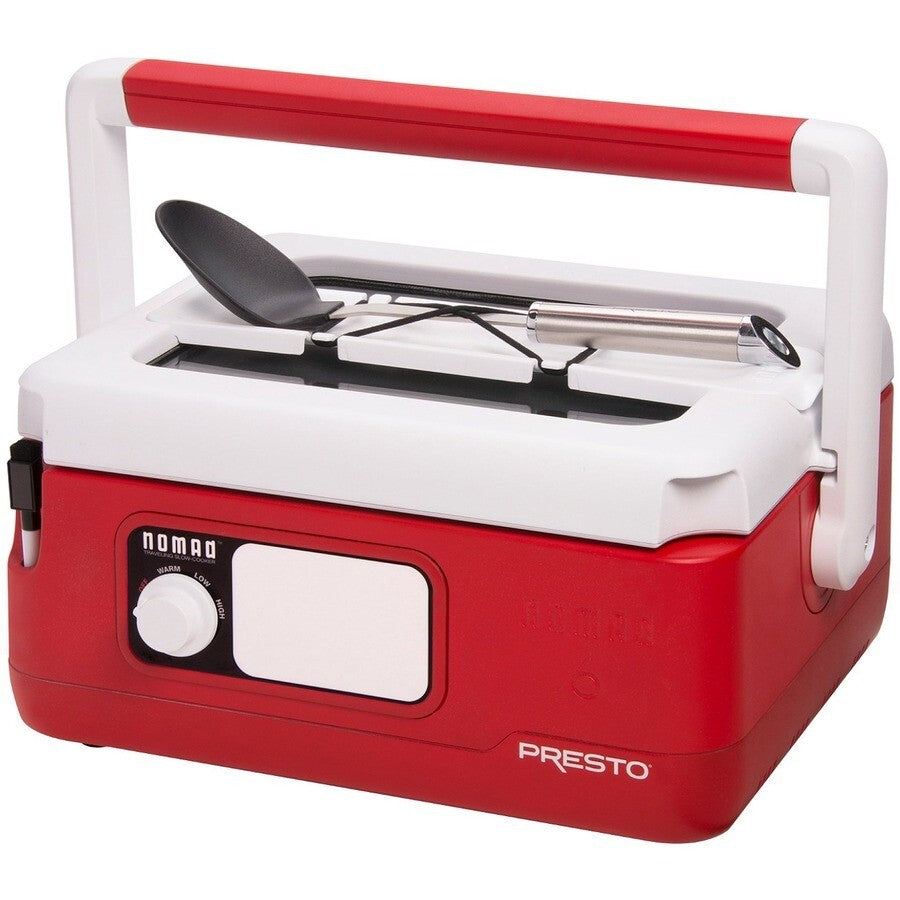 Presto 06011 Nomad 6 Quart Traveling Slow Cooker Red 1.5gal Glass Lid Nonstick