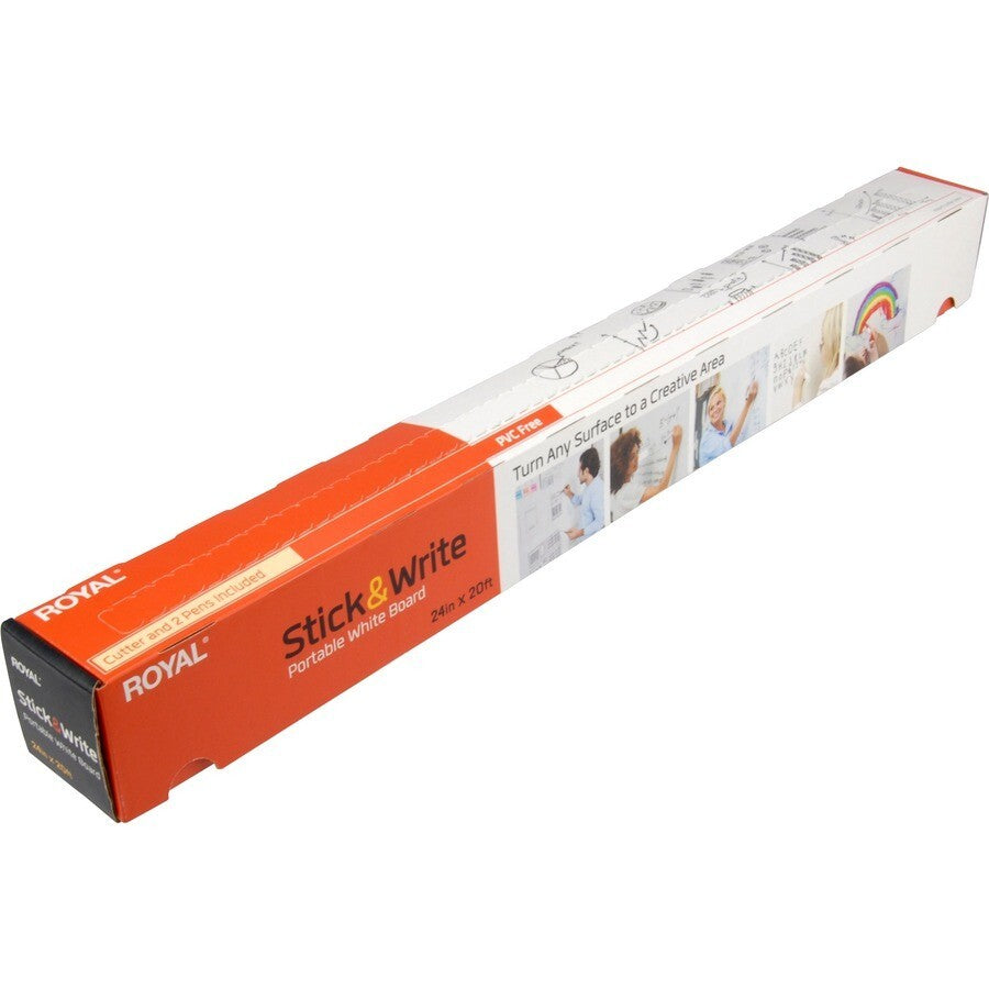 Royal 89411R WB220 Dry Erase White Surface Portable Classroom Board 24"x240"