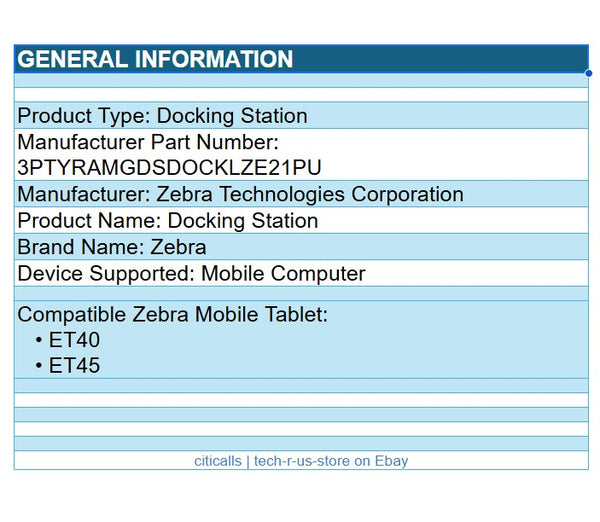 Zebra 3PTY-RAM-GDS-DOCKL-Z Vehicle Locking Dock for ET40 ET45 Tablet Intelliskin