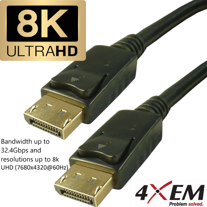 4Xem 4XDP8K5FT 5ft Pro Series Ultra High Speed 8K DisplayPort v1.4 cable