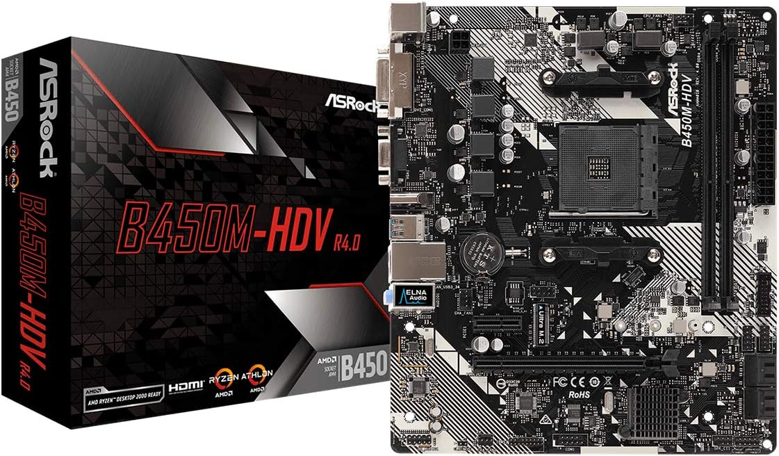 ASRock B450M-HDV R4.0 - Motherboard - micro ATX - Socket AM4 - AMD B450 Chipset