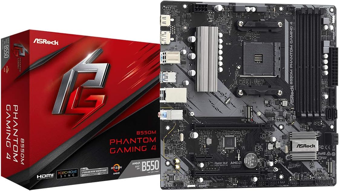 ASRock B550M Phantom Gaming 4 - Motherboard - mATX -Socket AM4 -AMD B550 Chipset