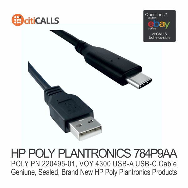 HP Poly 784P9AA 5Ft USB-A to USB-C Cable 1500mm for Poly Voyager 4310, 4320