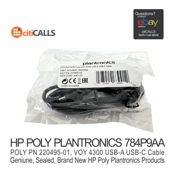 HP Poly 784P9AA 5Ft USB-A to USB-C Cable 1500mm for Poly Voyager 4310, 4320