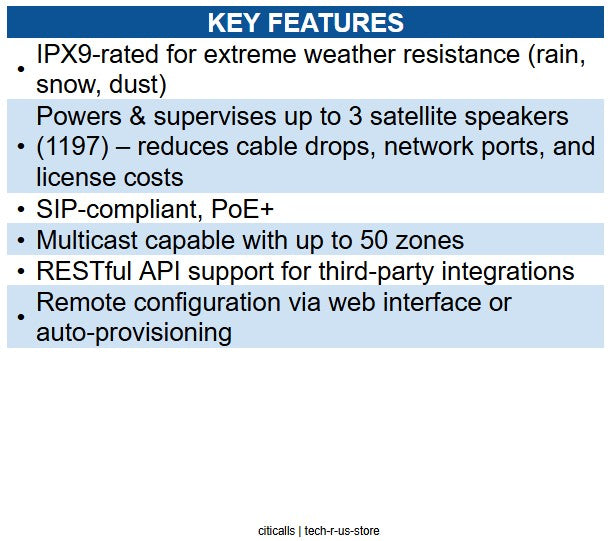 Algo 8197 IP PoE+ Weather-Hardened Horn Speaker
