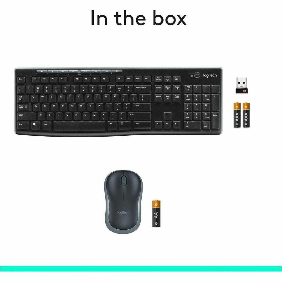 Logitech 920-004536 Keyboard Mouse Wireless Combo MK270 2.4GHz Black Retail