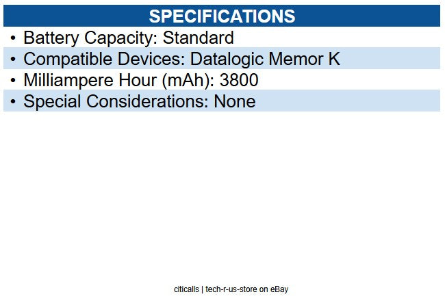Datalogic 94ACC0311 Battery for Mobile Computer - Battery Rechargeable 3800 mAh