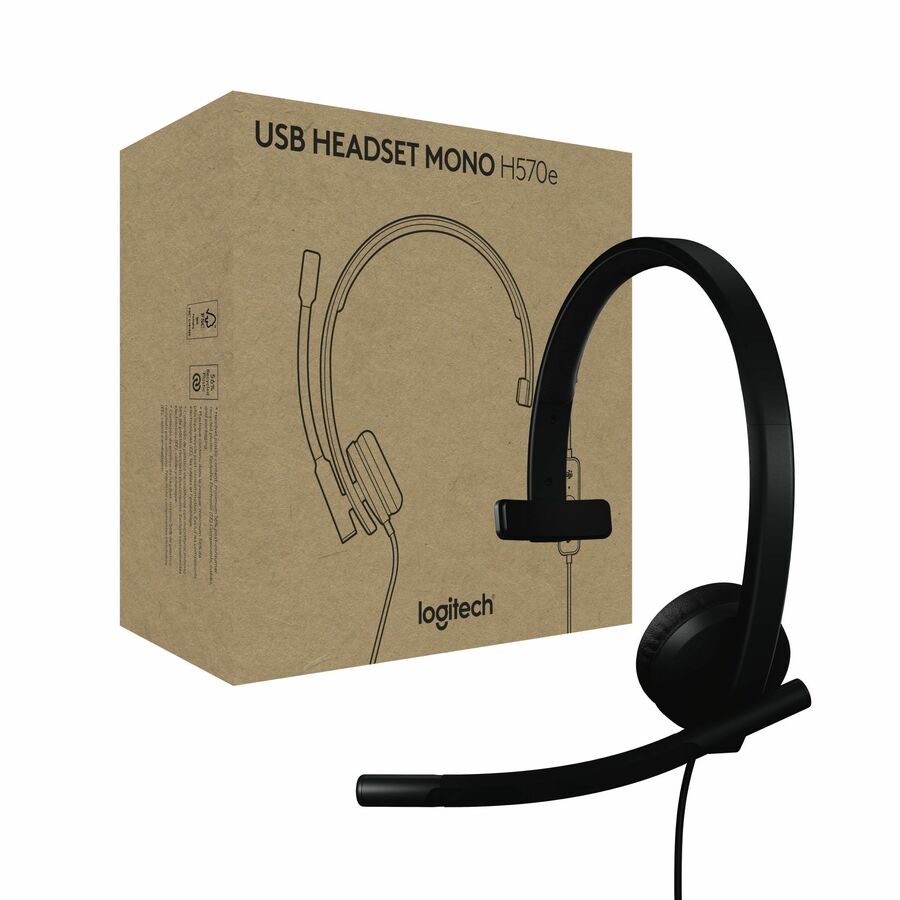 Logitech 981-001425 H570e USB Wired Mono Headset, USB-C - Black