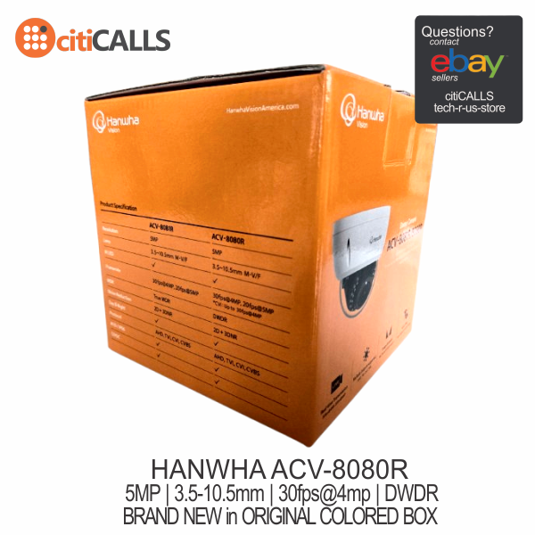 Hanwha ACV-8080R A-Series 5MP IR Vandal Dome Analog Camera, 3.5-10.5mm Lens