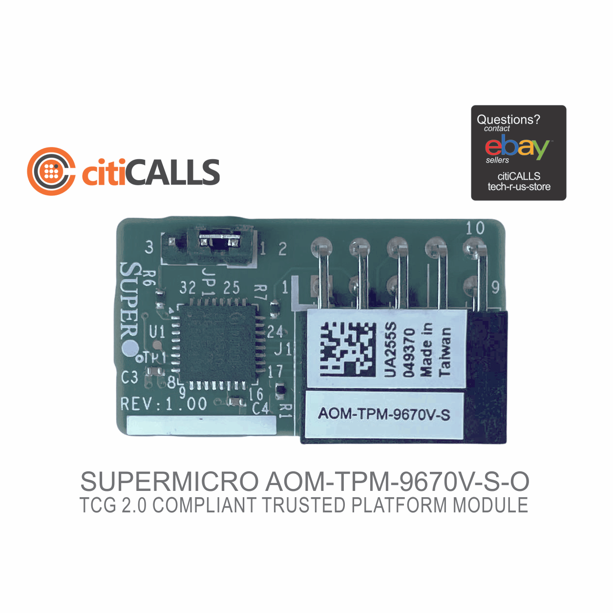 Supermicro AOM-TPM-9670V-S-O Accessory SPI Capable Vertical TPM 2.0 Provisioned