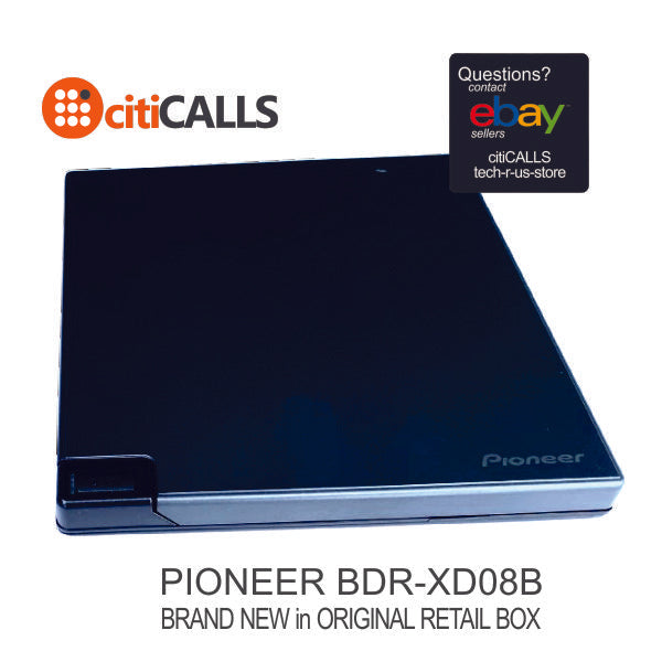 Pioneer BDR-XD08B Slim BDRW DVDRW Blu-Ray Disc Writer Clamshell USB 3.2 Black