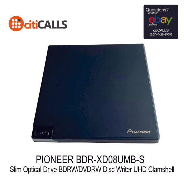 Pioneer BDR-XD08UMB-S Slim BDRW DVDRW Blu-Ray Disc Writer UHD Clamshell Black