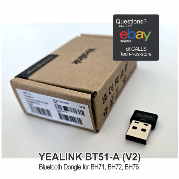Yealink BT51-A 1300007 Bluetooth USB A Dongle for BH72/BH76 100ft/30m Range