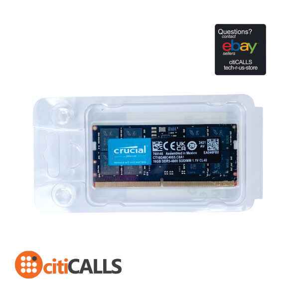 Crucial CT16G48C40S5 16G DDR5 4800Mhz SODIMM RAM Module Retail