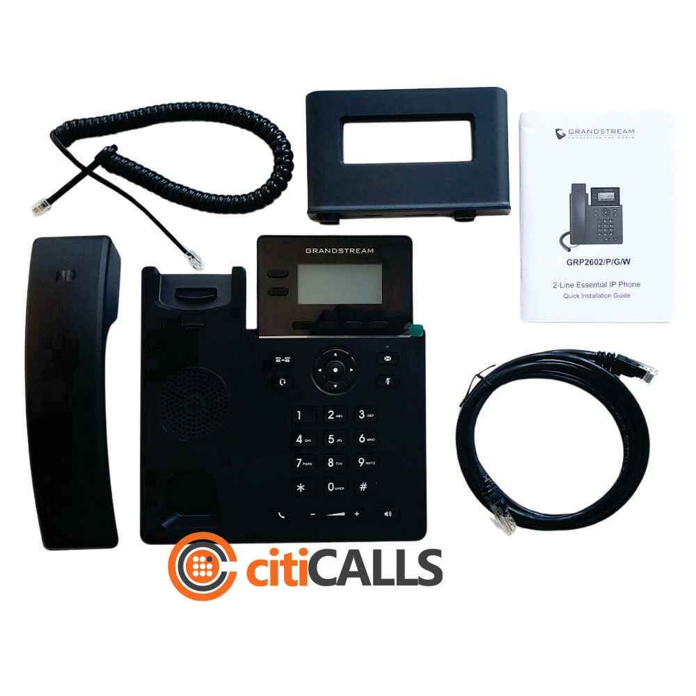 Grandstream GRP2602 IP Phone LCD Screen w 2 Lines 4 SIP Accounts w Power Adapter