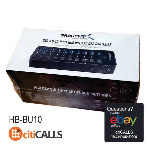 Sabrent HB-BU10 10 Ports USB 3.0 HUB w Individual Switches & LEDS PC Windows MAC