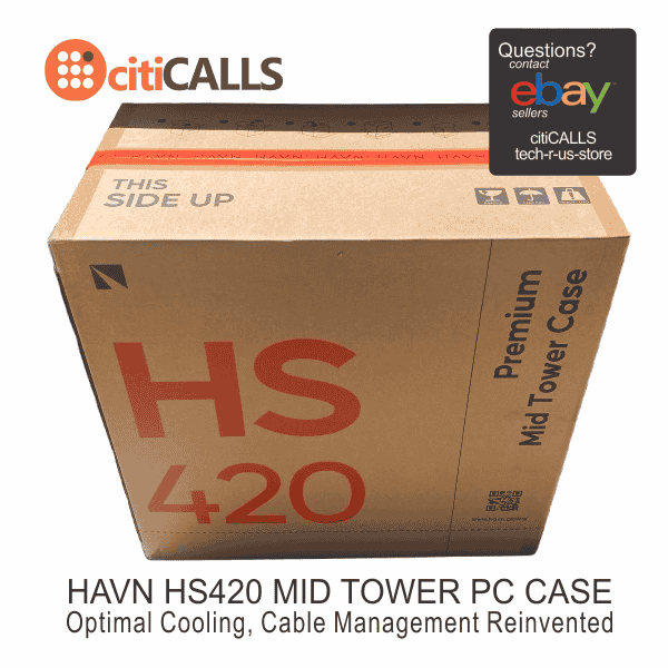 HAVN HS420-05 Central GPU Airflow 4-Storage-Bay Mid Tower Computer PC Case White