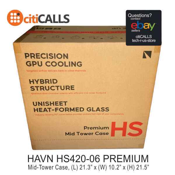 HAVN HS420-05 Central GPU Airflow 4-Storage-Bay Mid Tower Computer PC Case White