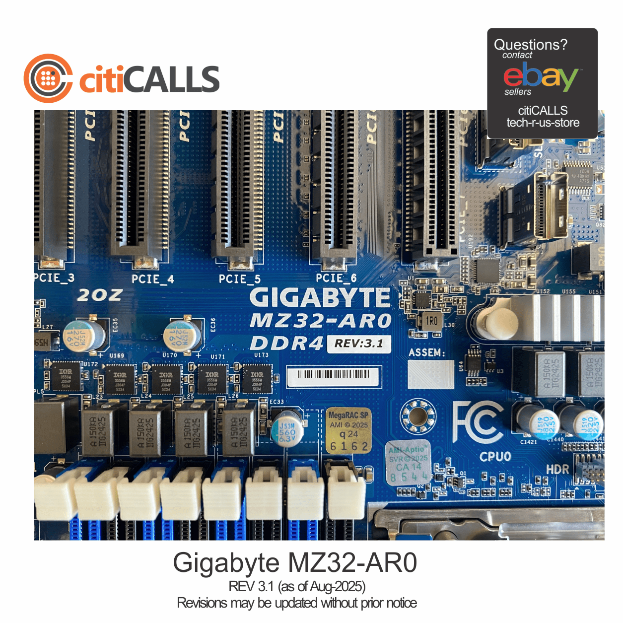 Gigabyte MZ32-AR0 Motherboard - AMD EPYC 7002 Socket SP3 DDR4 64G 128G SATA PCIE