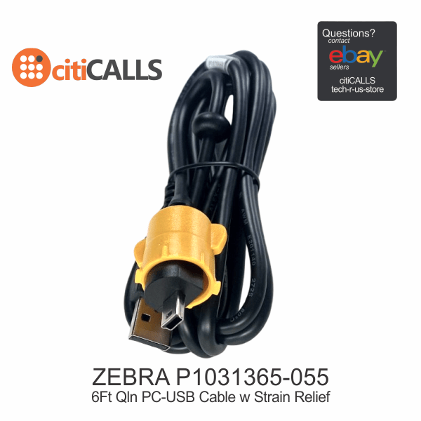 Zebra P1031365-055 6Ft USB Cable for ZQ610 ZQ620 ZQ630 QLn220 QLn320 QLn420