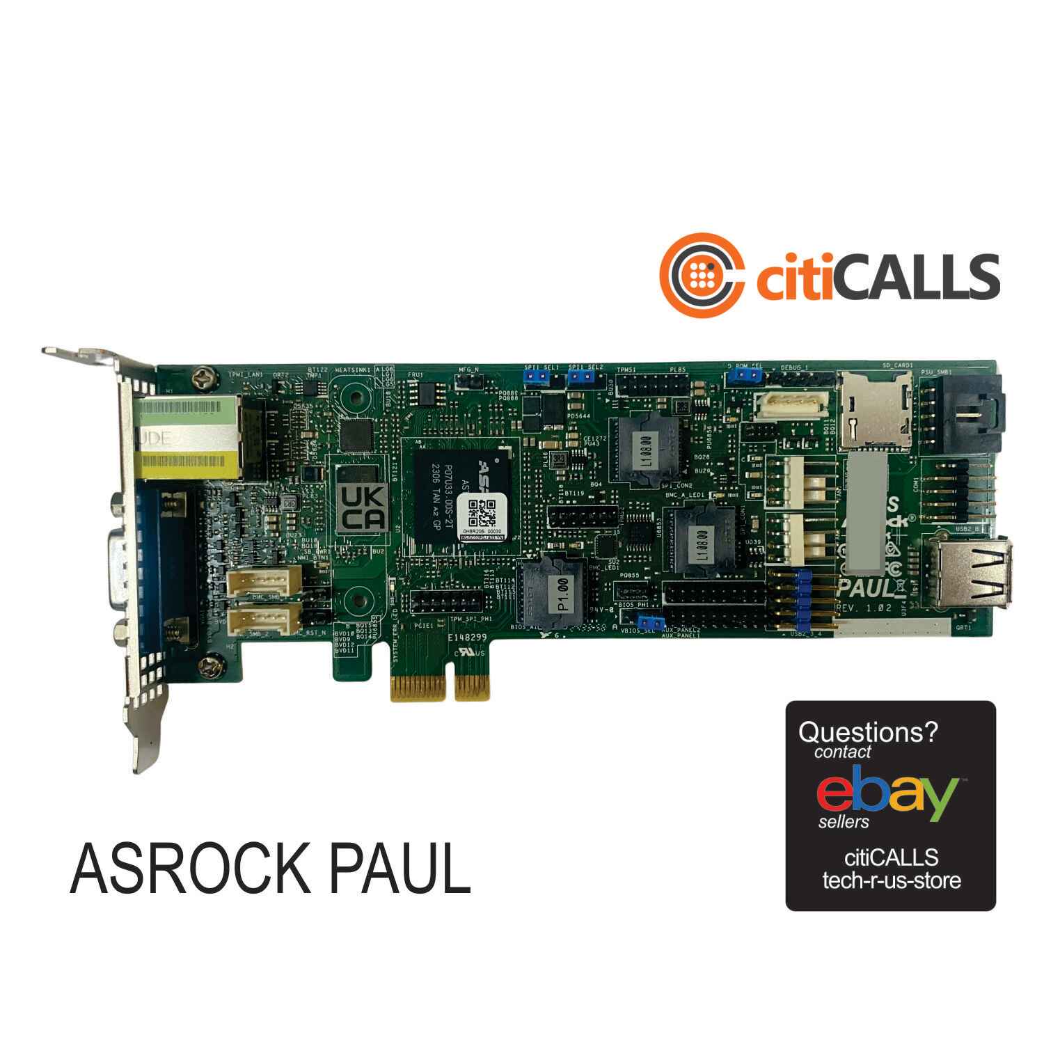 ASRock PAUL IO Low-profile PCIe IPMI card add-in-card ASPEED AST2500 Brown Box