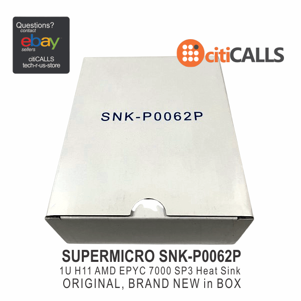 Supermicro Fan SNK-P0062P 1U H11 AMD EPYC 7000 SP3 CPU Heat Sink Brown Box