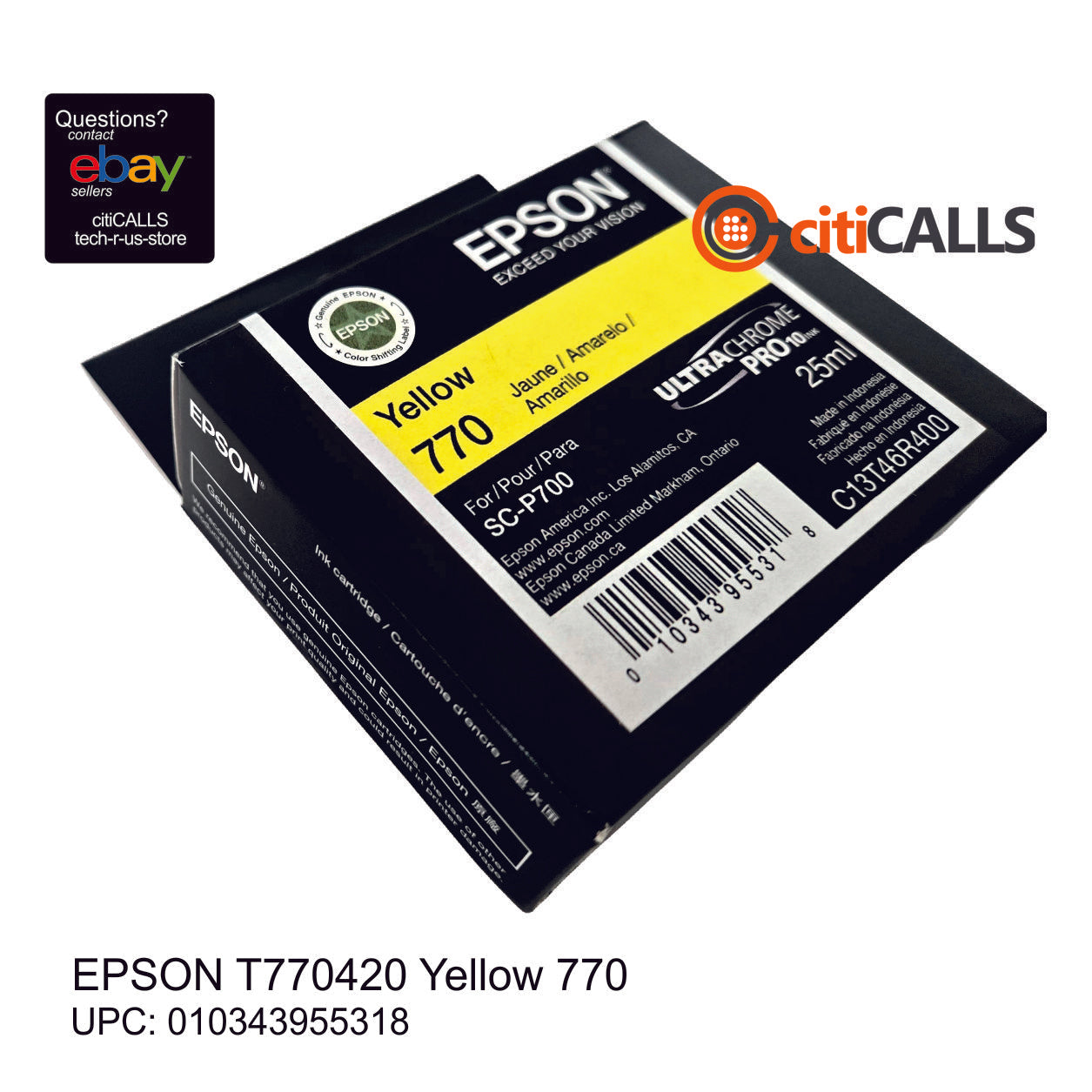 Epson T770420 770 UltraChrome PRO Original Inkjet Cartridge Yellow Pack