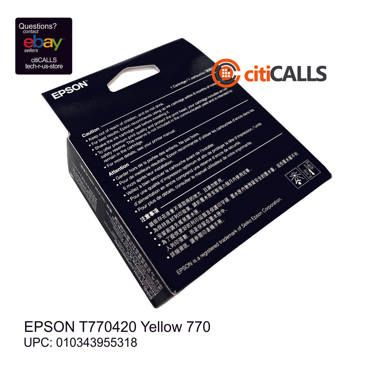 Epson T770420 770 UltraChrome PRO Original Inkjet Cartridge Yellow Pack