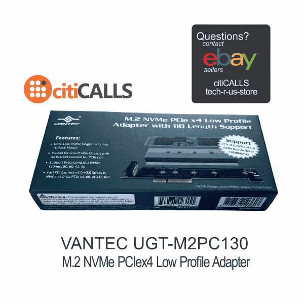 Vantec UGT-M2PC130 Interface adapter - M.2 NVMe Card - low profile - PCIe 4.0 x4