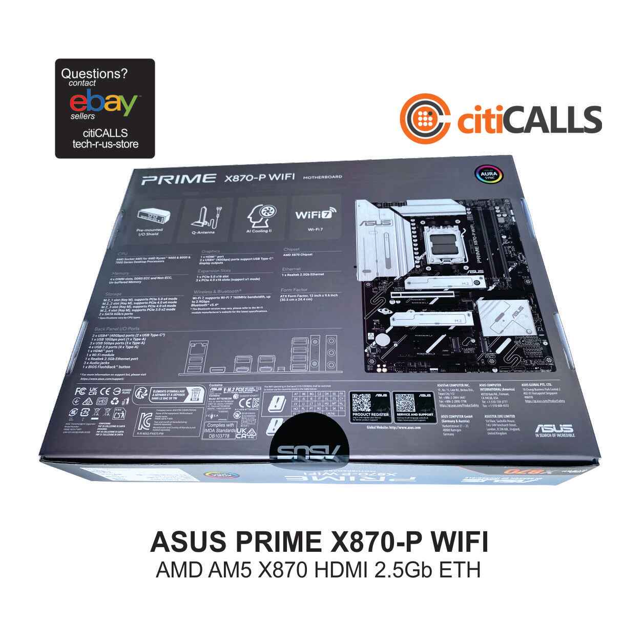 Asus PRIME X870-P WIFI AMD Ryzen AM5 DDR5 HDI- USB4 M.2 SATA 2.5Gb-ETH BT ATX