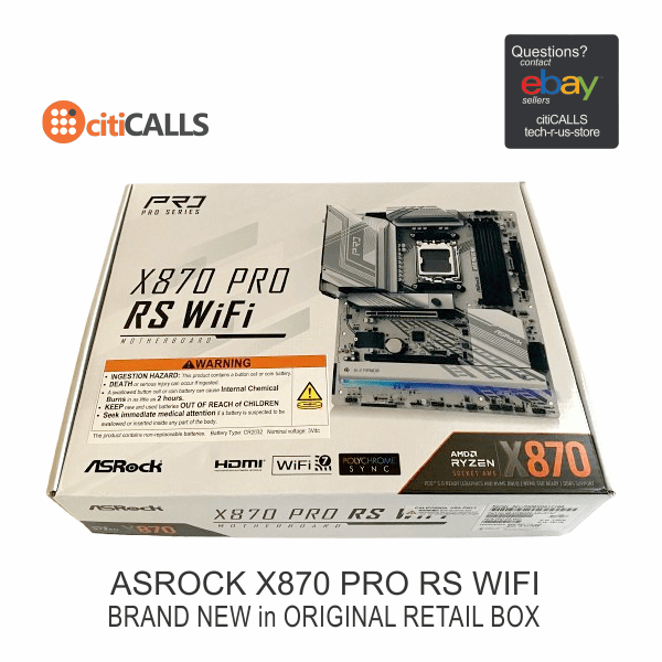 ASRock X870 Pro RS WiFi Motherboard - X870 AM5 256GB DDR5 ATX Retail