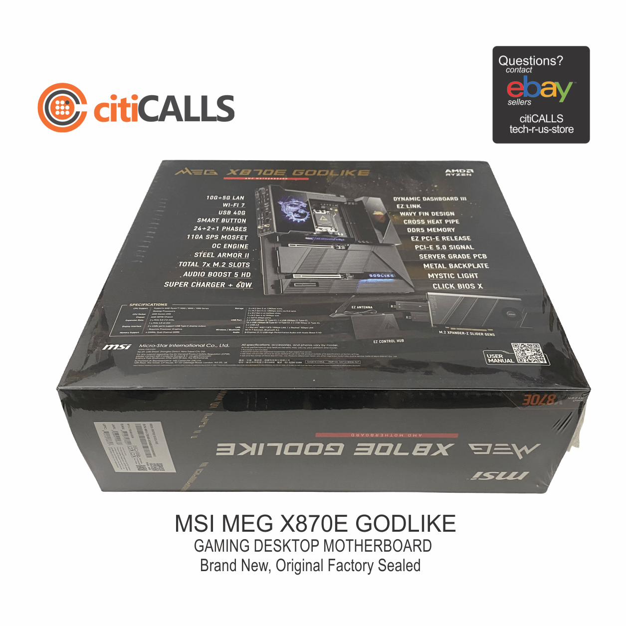 MSI X87EGODLIKE X870E MEG Godlike AM5 Ryzen 7 8 9 4xDDR5 DP M.2 SATA 10G-LAN MBD