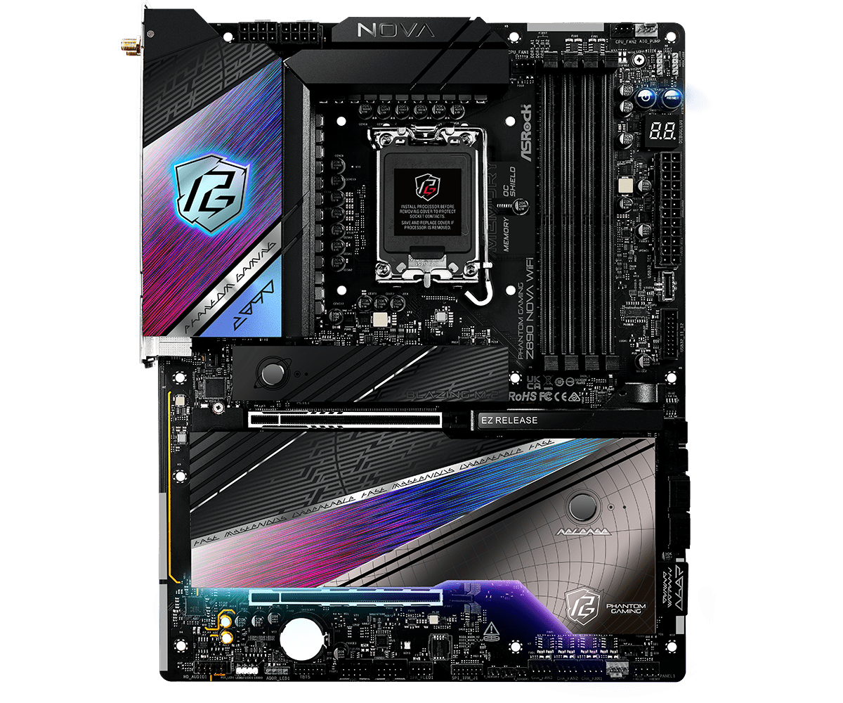 ASRock Z890 NOVA WIFI MB Intel Core LGA1851 DDR5 5G/2.5G LAN HDMI RAID M.2 ATX