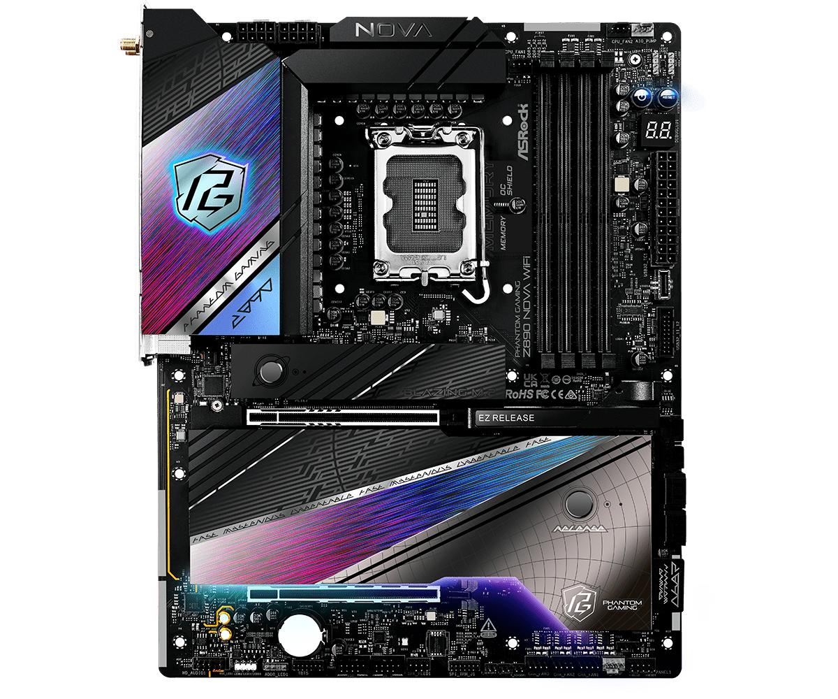ASRock Z890 NOVA WIFI MB Intel Core LGA1851 DDR5 5G/2.5G LAN HDMI RAID M.2 ATX