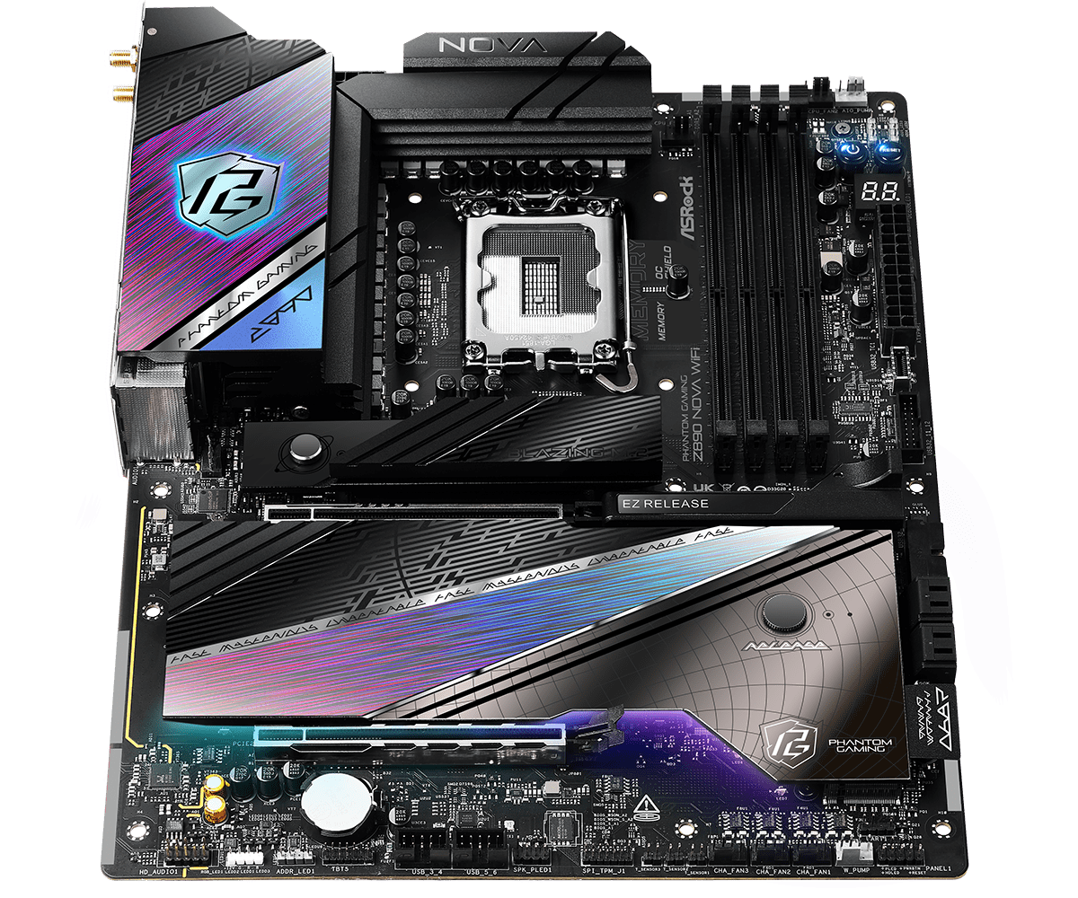 ASRock Z890 NOVA WIFI MB Intel Core LGA1851 DDR5 5G/2.5G LAN HDMI RAID M.2 ATX