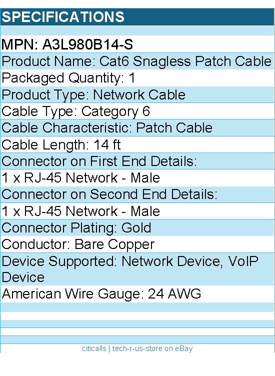 Belkin A3L980b14-S Cat. 6 UTP Patch Cable - RJ-45 Male - 14ft