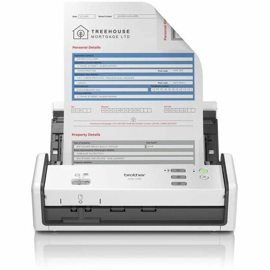 Brother ADS-1300 Large Format Sheetfed Scanner - 600 x 600 dpi Optical - White