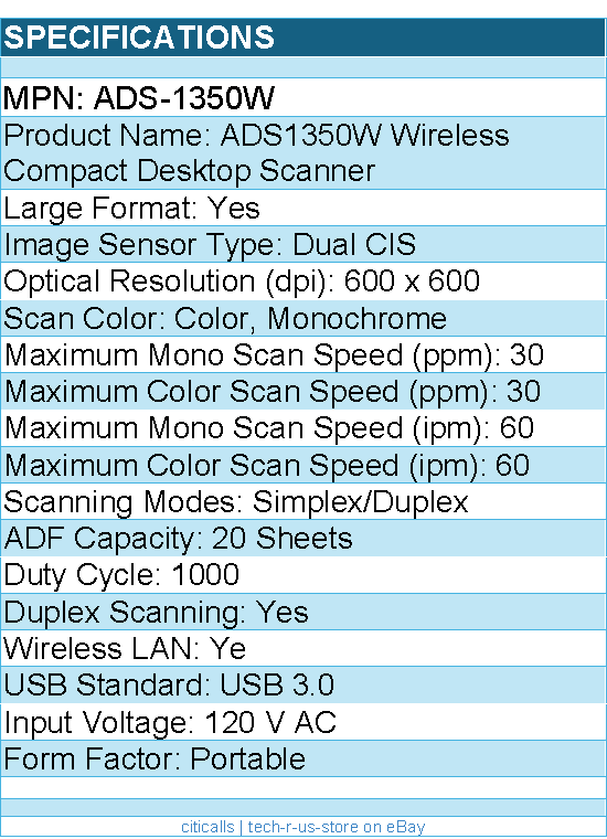 Brother ADS-1350W Large Format Sheetfed Scanner - 600 x 600 dpi Optical