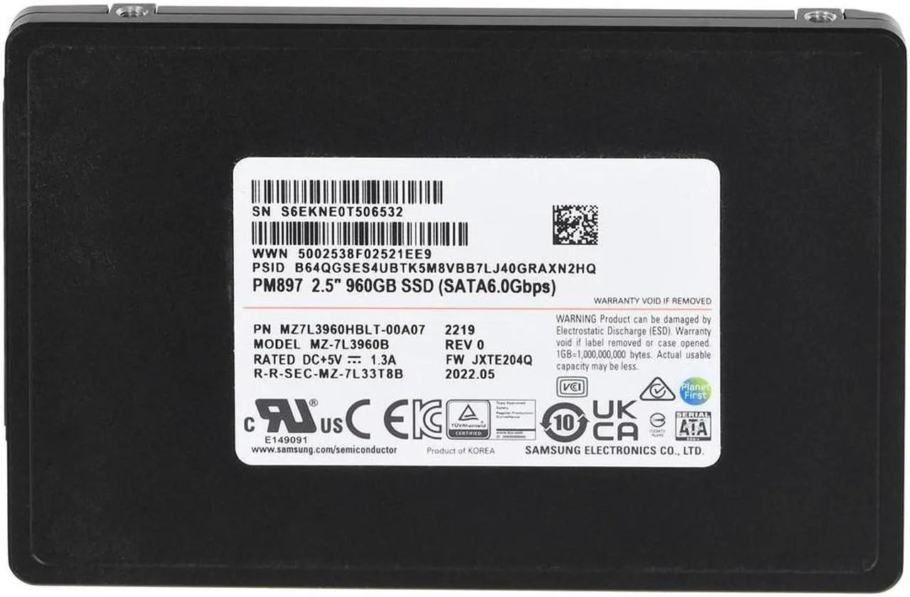 Samsung MZ7L3960HBLT-00A07 PM897 960GB 2.5" SATA Internal SSD Solid State Drive