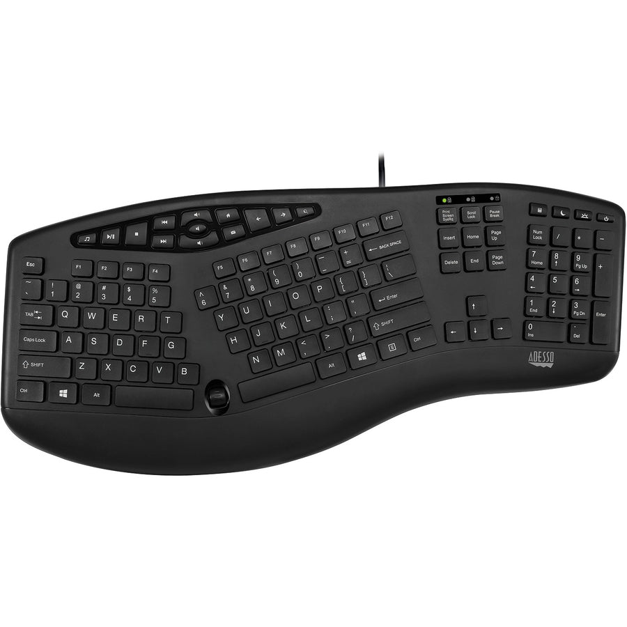 Adesso AKB-160UB TruForm Ergonomic Desktop Keyboard - Cable - 104 Key(s)