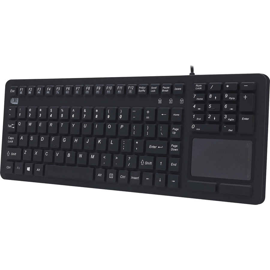 Adesso AKB-270UB Antimicrobial Waterproof Touchpad Keyboard - Black