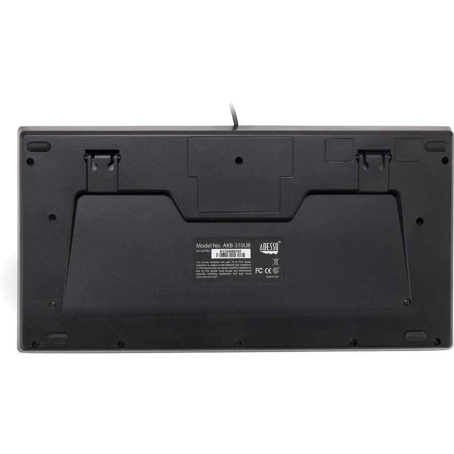 Adesso AKB-310UB Mini Trackball Keyboard - USB - 87 Keys - Black