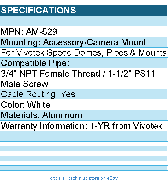 Vivotek AM-529 Mounting Adapter for speed dome Brown Box
