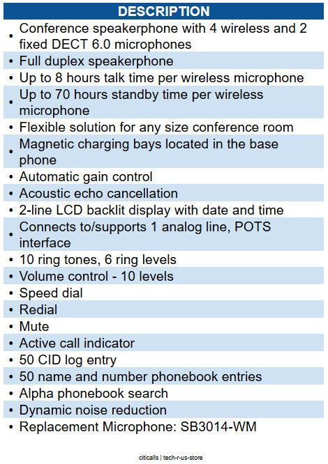 Vtech ATT-SB3014 Conference Speakerphone with 4 mics