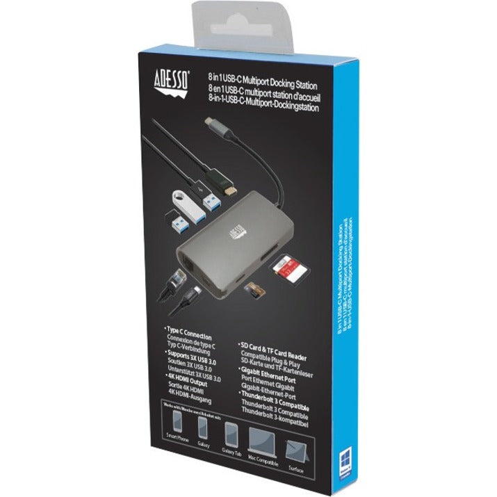 Adesso AUH-4030 8-in-1 USB-C Multi-Port Docking Station (TAA Compliant)