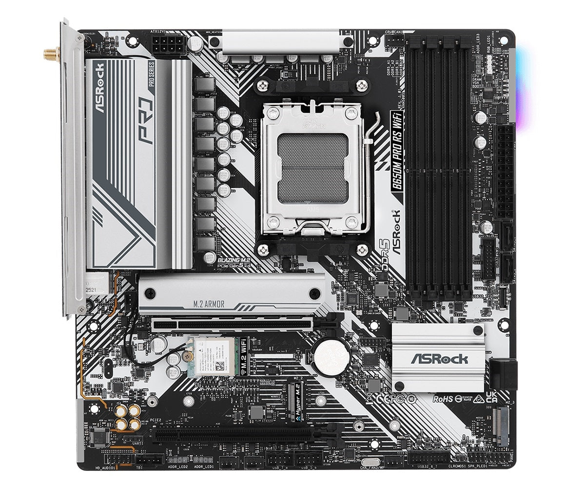 ASRock B650M Pro RS WiFi Motherboard - AMD B650 AM5 Max128GB DDR5 PCIe Micro ATX